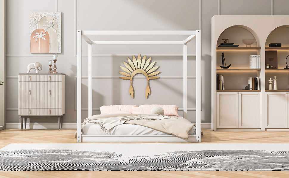 King Size Canopy Platform Bed with Support Legs