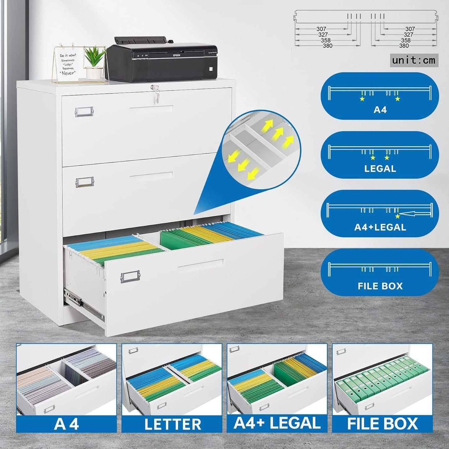 Lateral File Cabinet 3 Drawer With Lock For Office Use