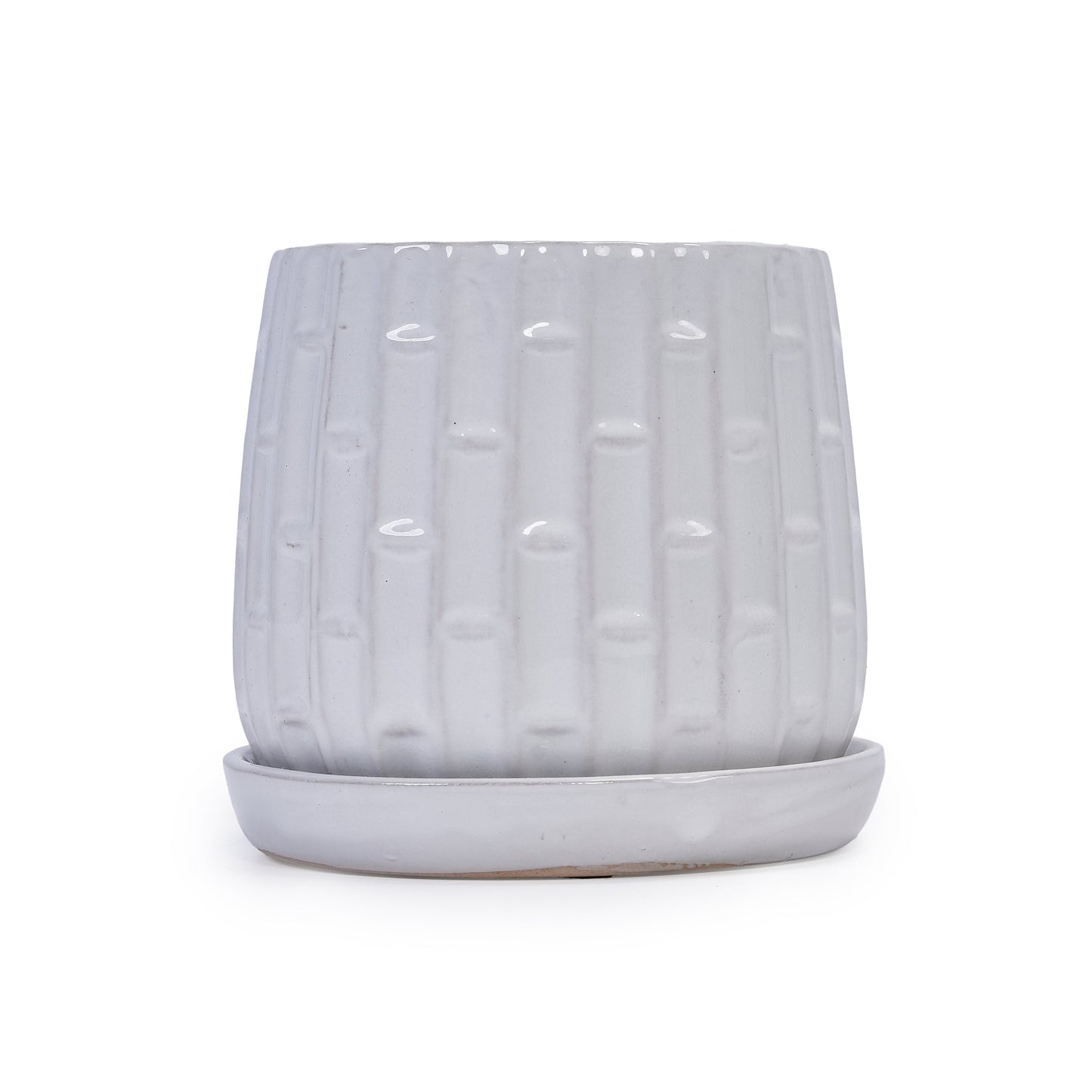 Set of 2 Ceramic Flowerpot, 7' Modern Planter for Patio, Garden, Windowsill - White