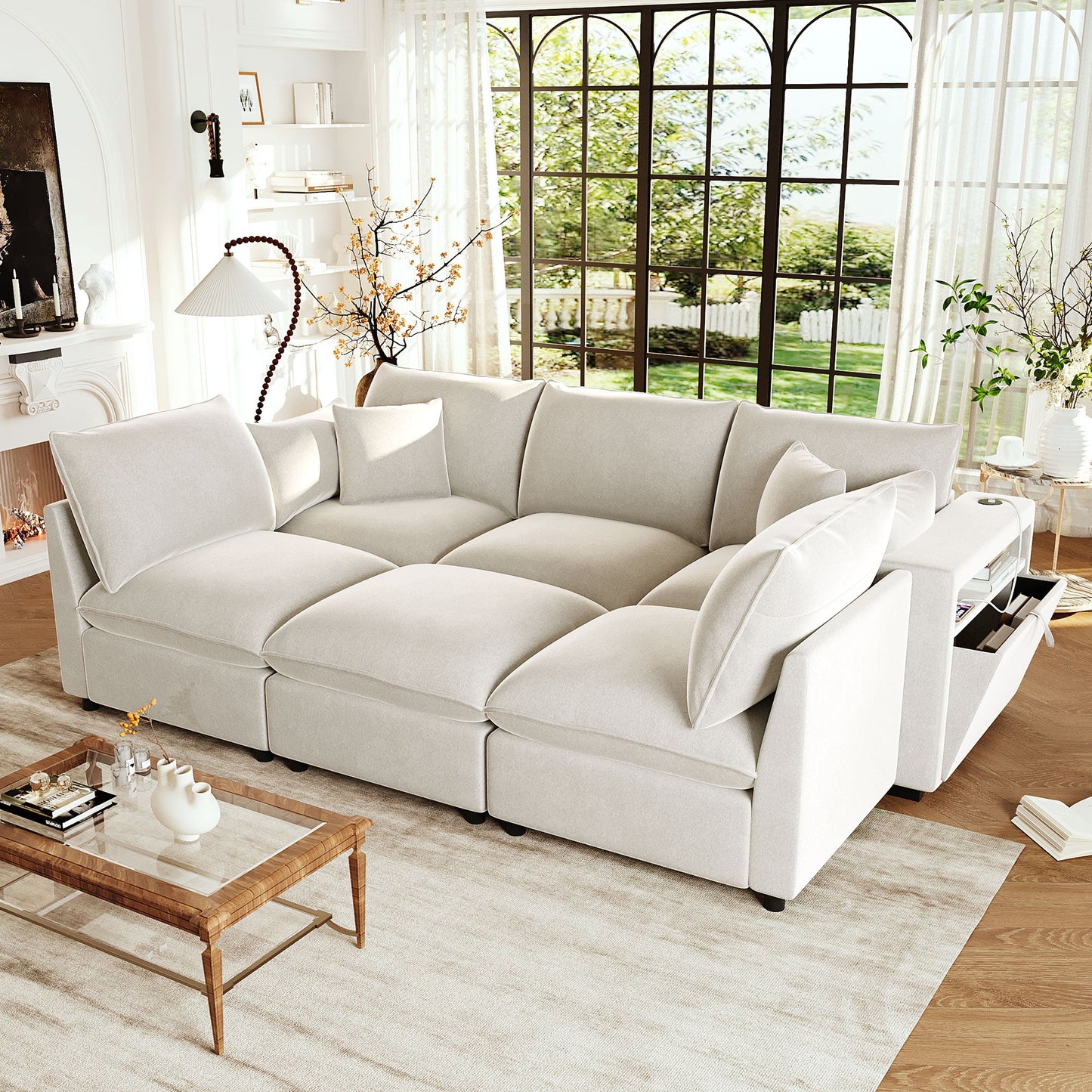 Modern Sectional Sofa Modular Sofa with Movable Ottoman