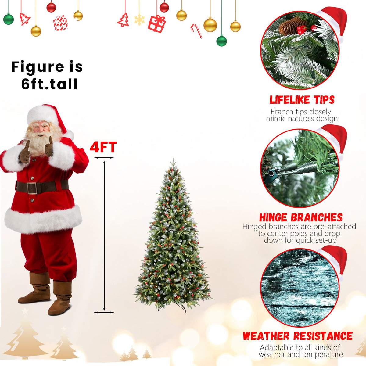 5FT Christmas Tree with 250 Warm Lights