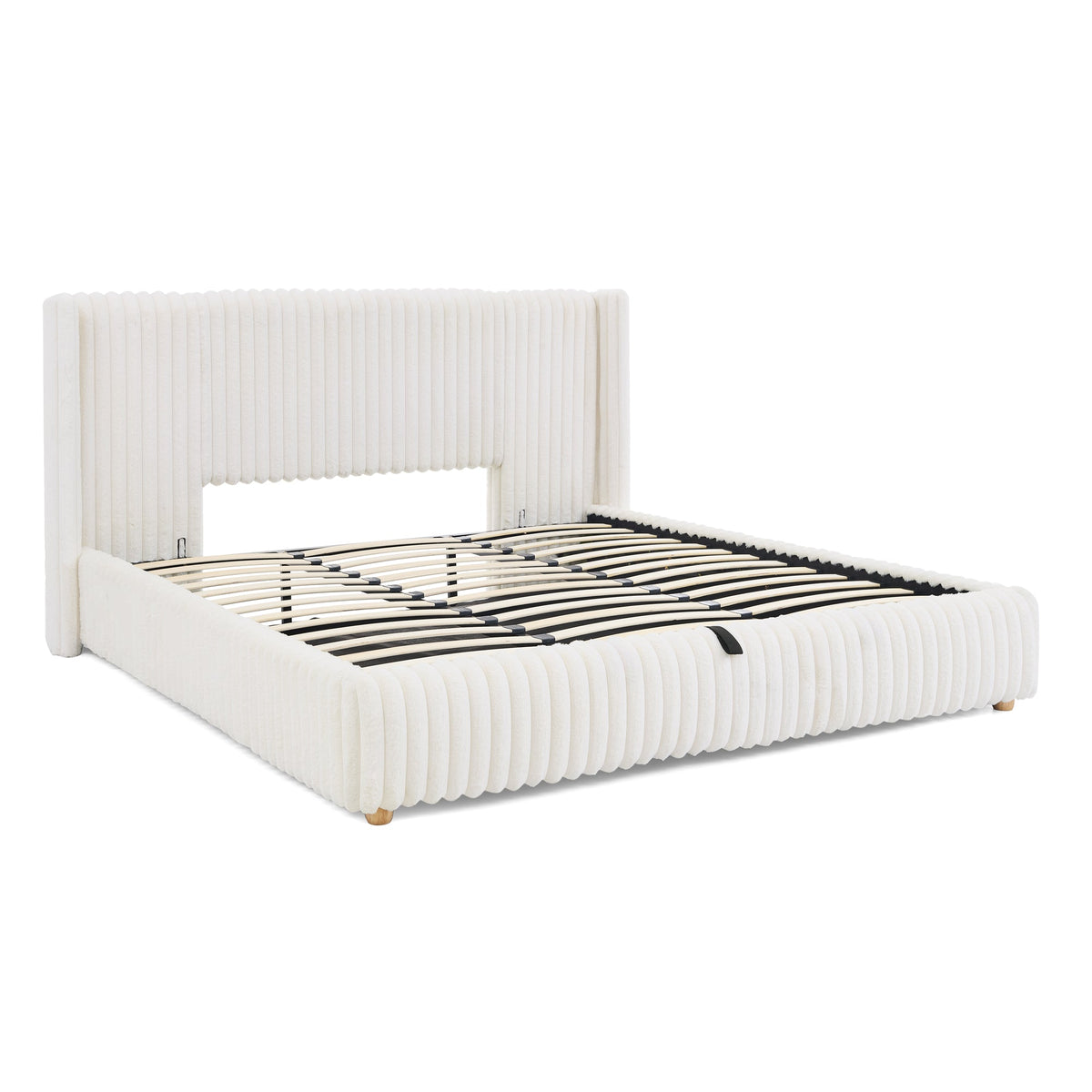 King Functional Vertical Striped Bed with Gas Lift Storage