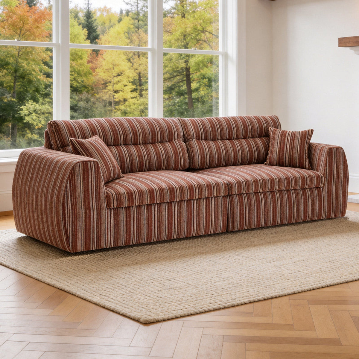 Woven Chenille Striped Compression Sofa