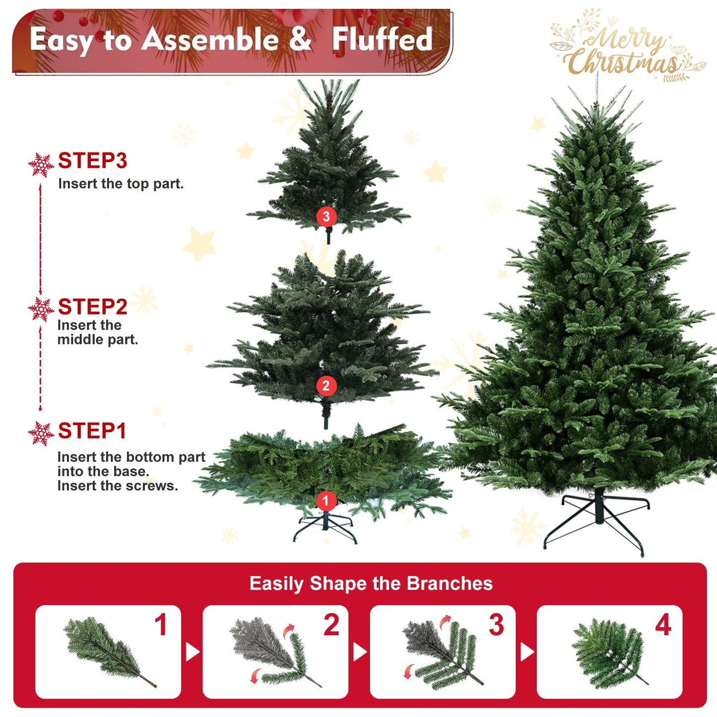 Full-Shaped 7FT Christmas Tree with 2257 Tips