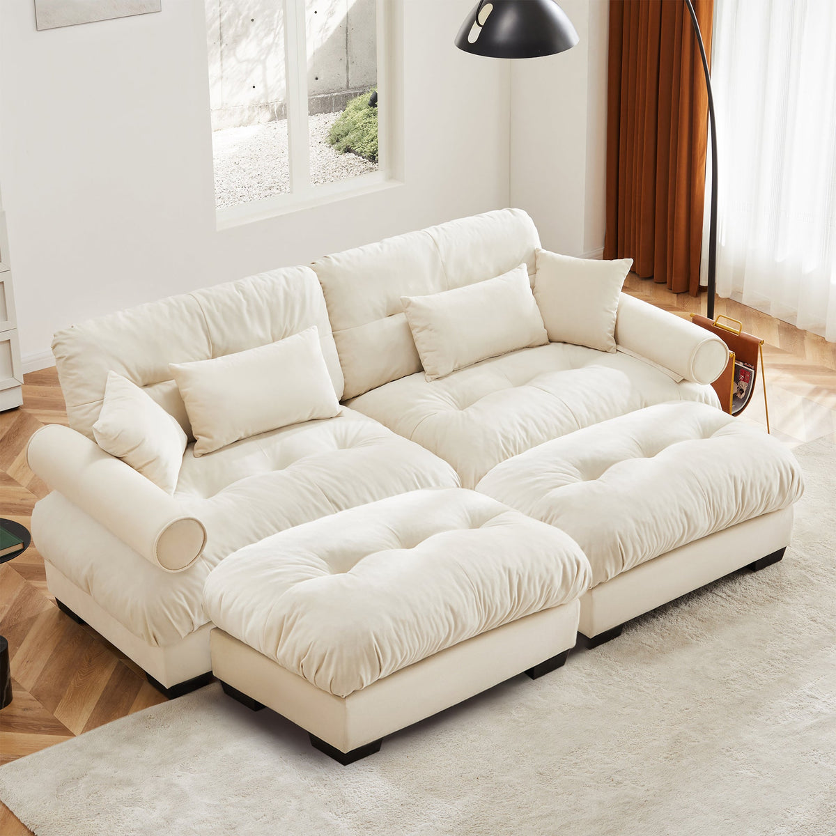 Over Size Modern Two-Seater Sofa with Ottoman