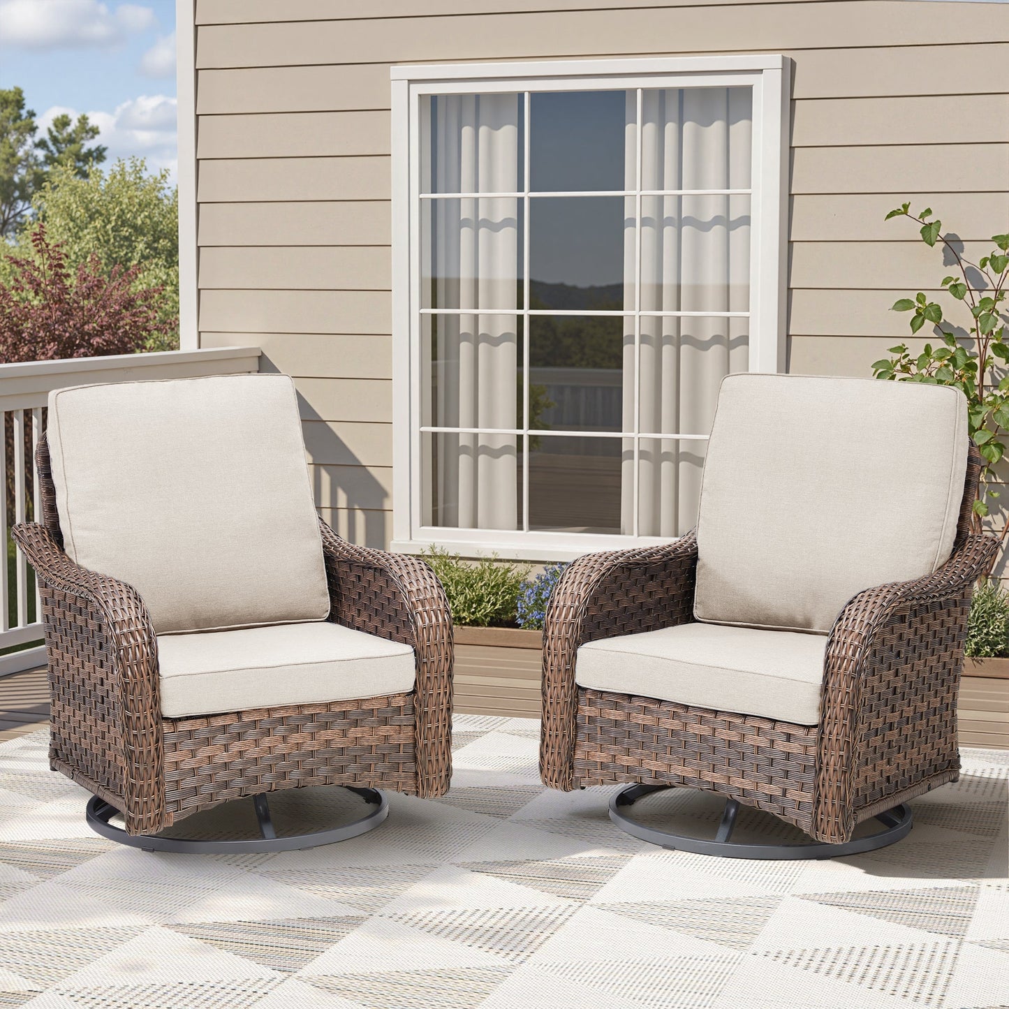Patio Wicker Rocking Swivel Glider Chairs Set of 2