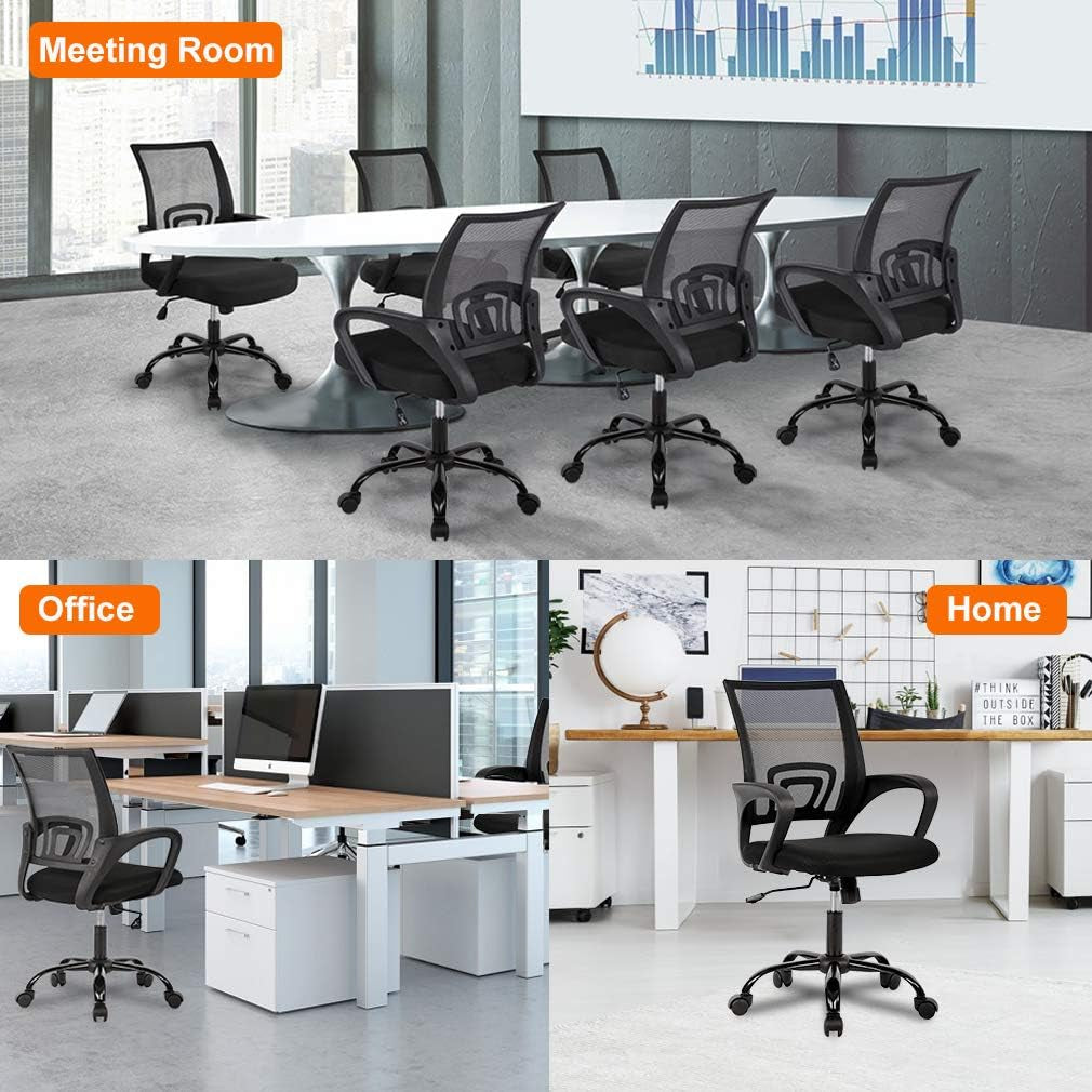 Ergonomic Office Chair Black With Lumbar Support Adjustable