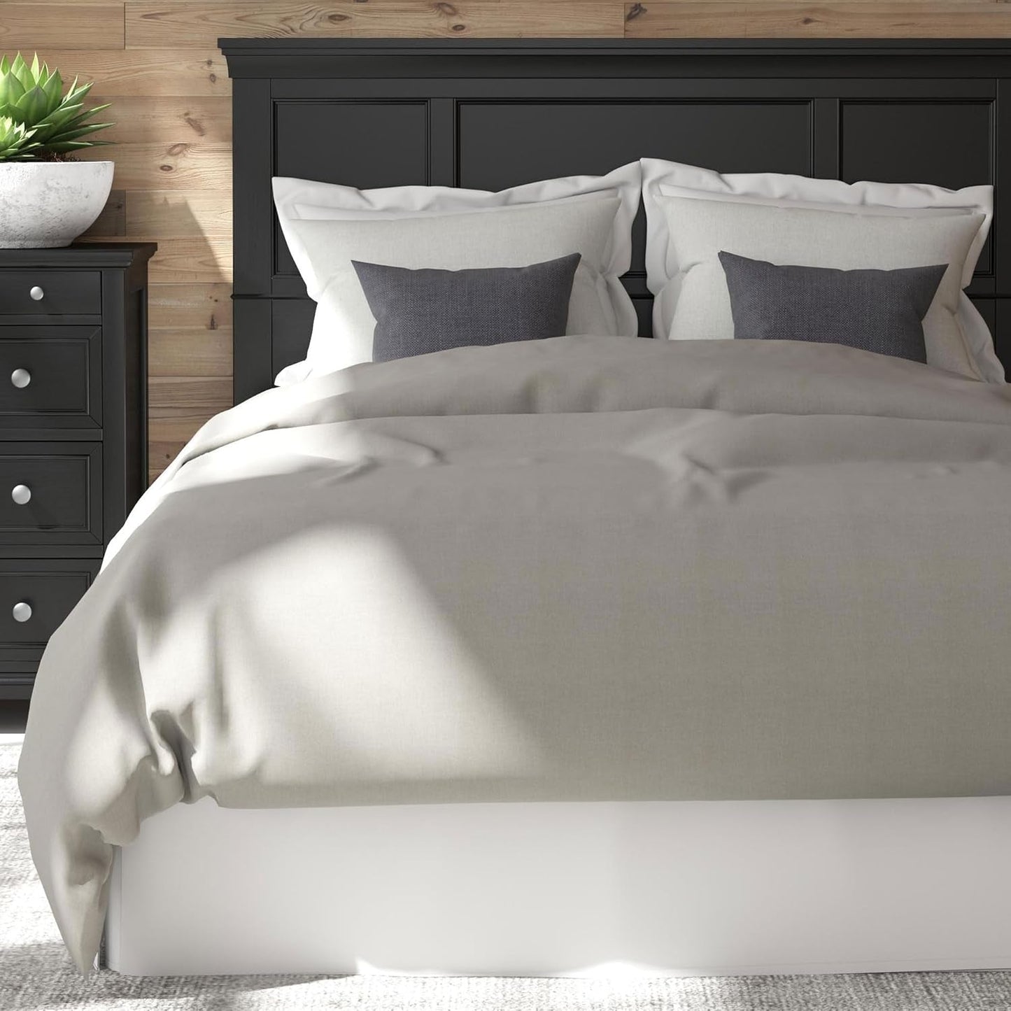 Stylish Black Queen Headboard with Raised Panel Design