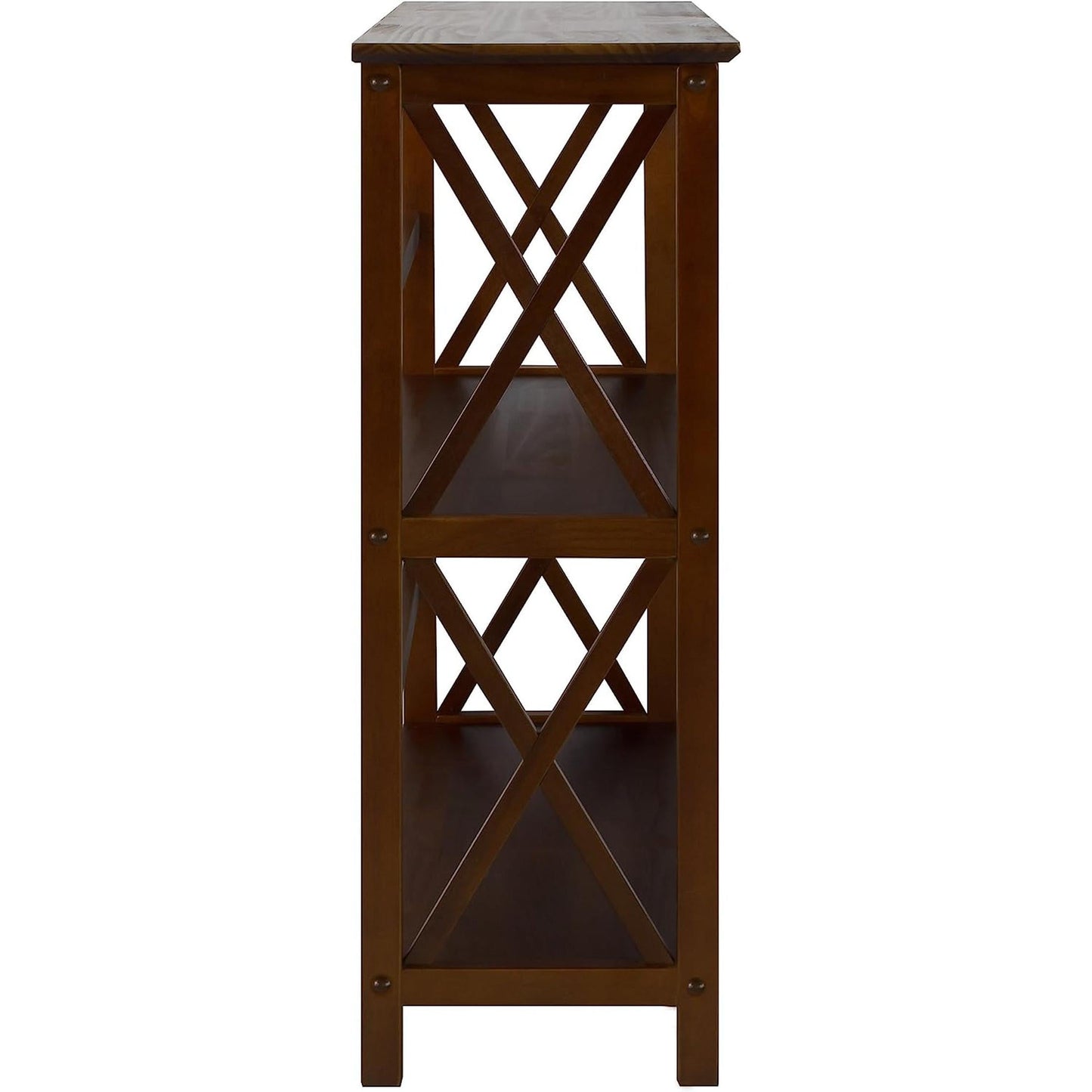 Shelf Bookcase With X Design Three Shelf Storage For Books
