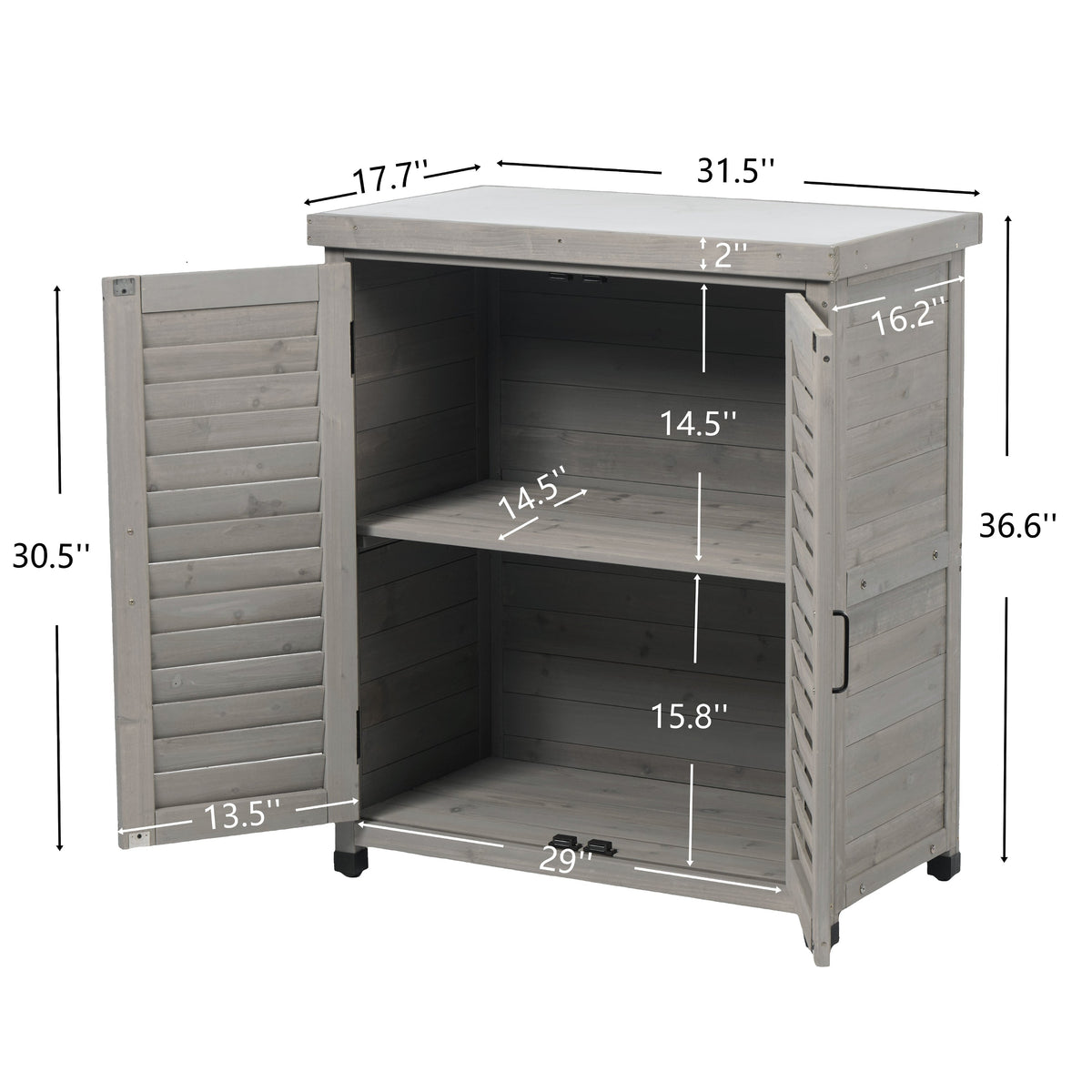 Potting Bench with Storage Cabinet and Metal Table Top