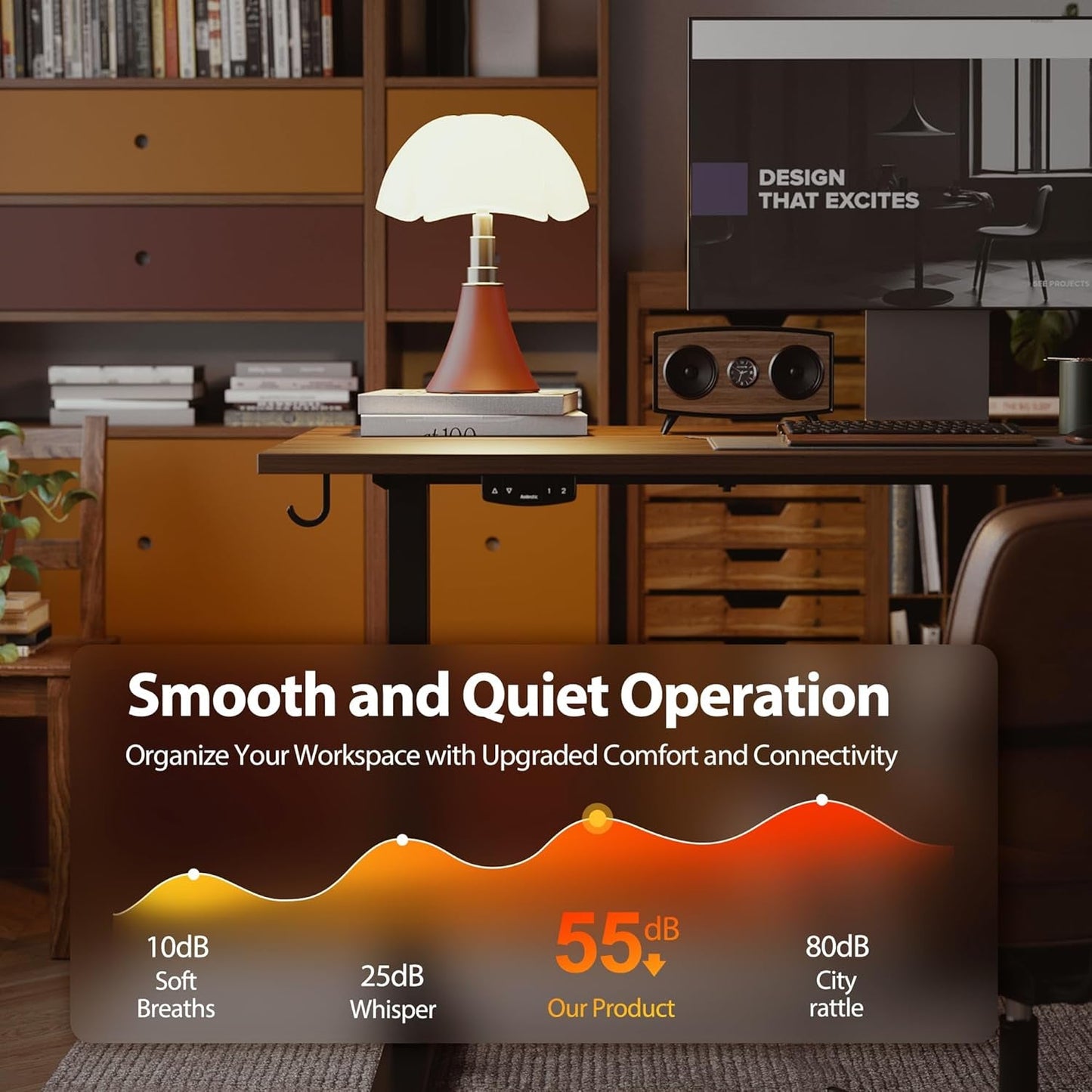 Electric Standing Desk 48x24 Height Adjustable Dark Walnut