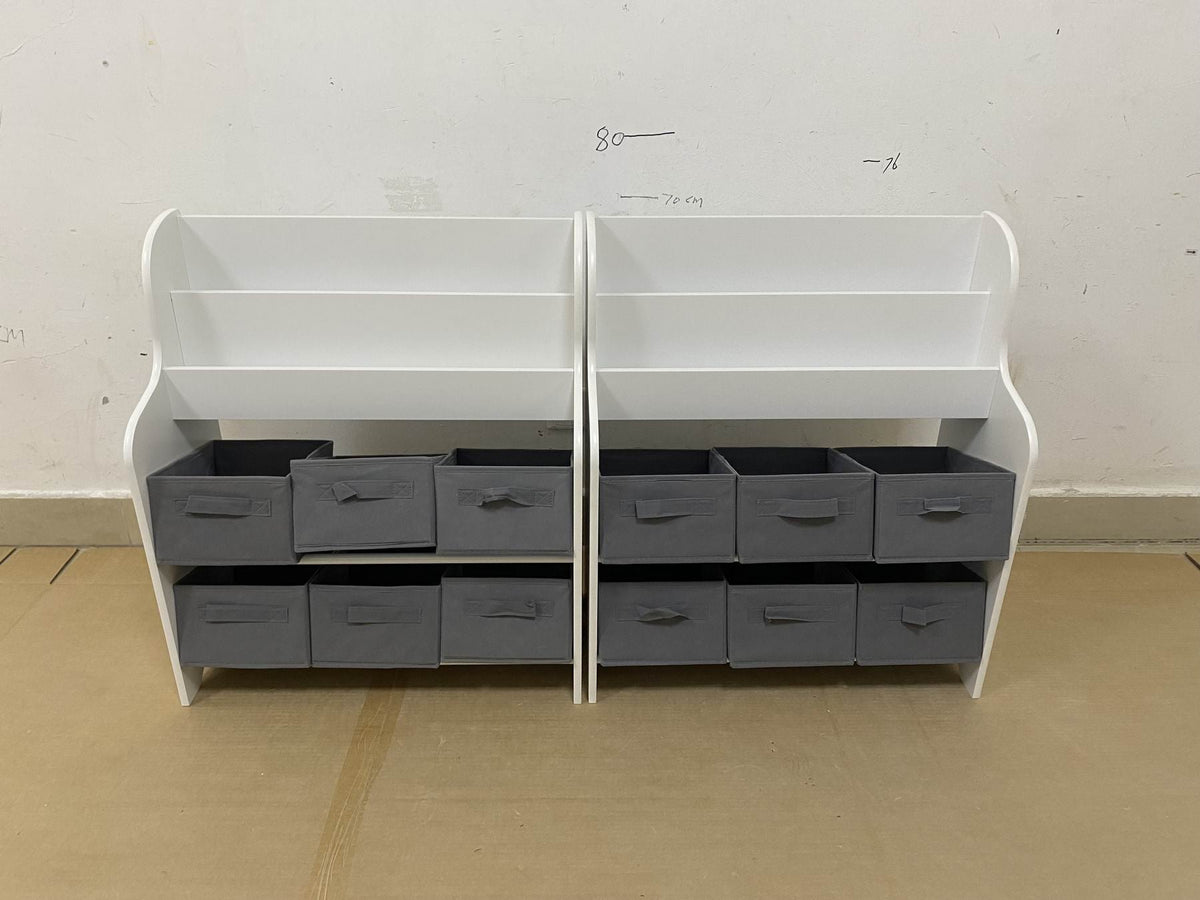 Kids Bookshelf with 6 Fabric Storage Bins