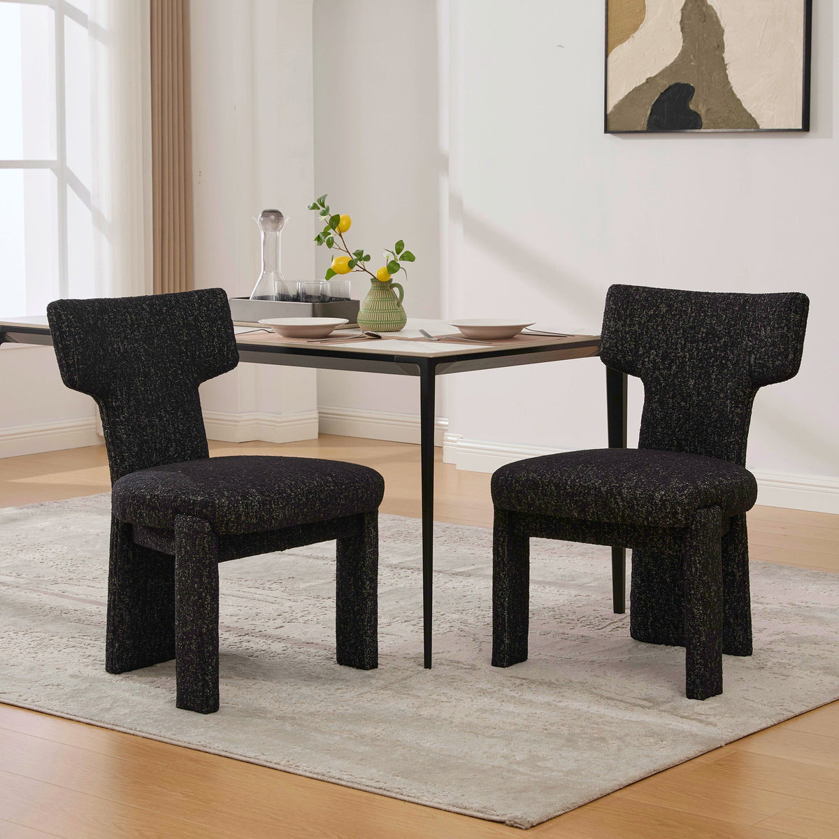 22.05" Wide Modern Upholstered Chenille Dining Chair Set of 2