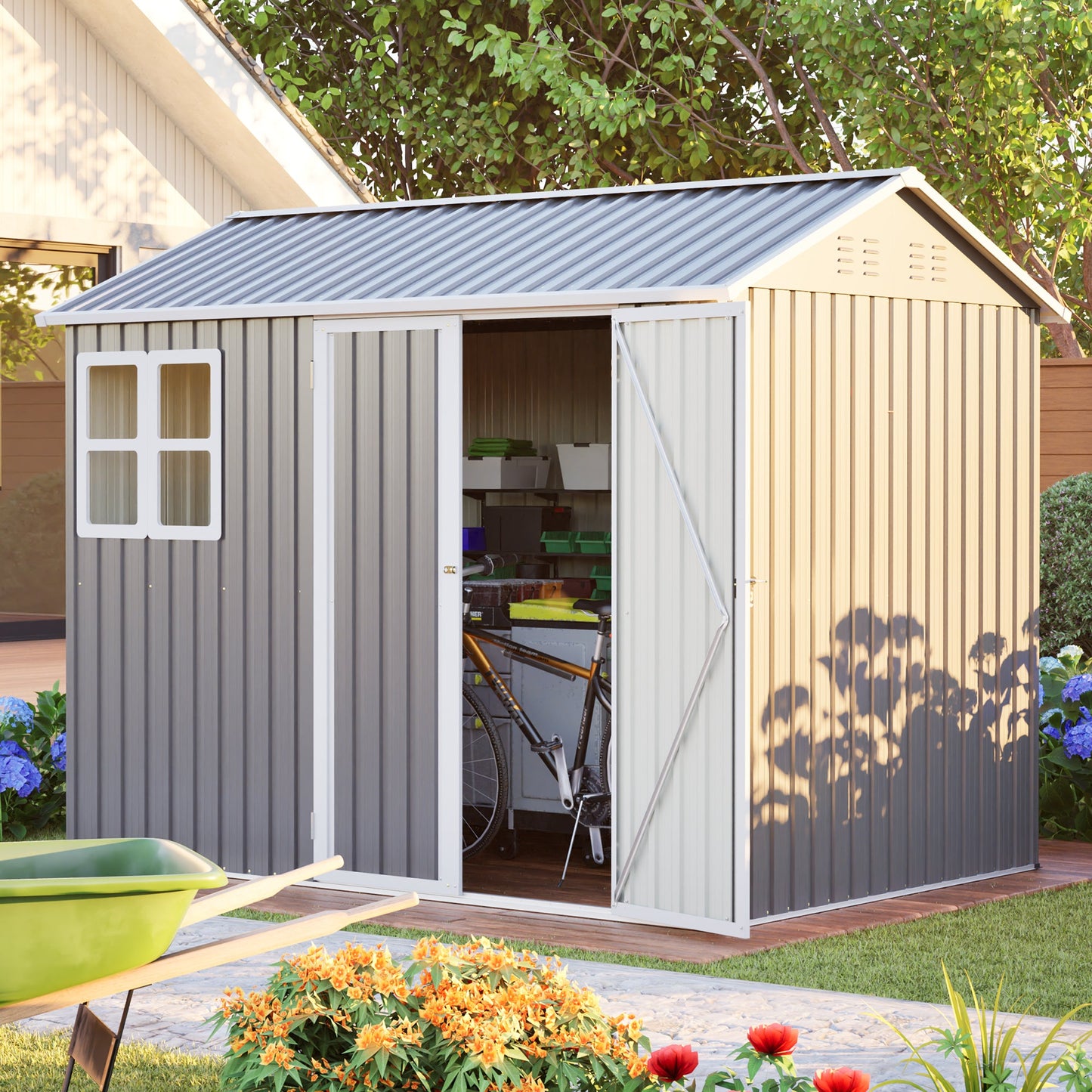 8'x6' Large Steel Storage Shed with Window