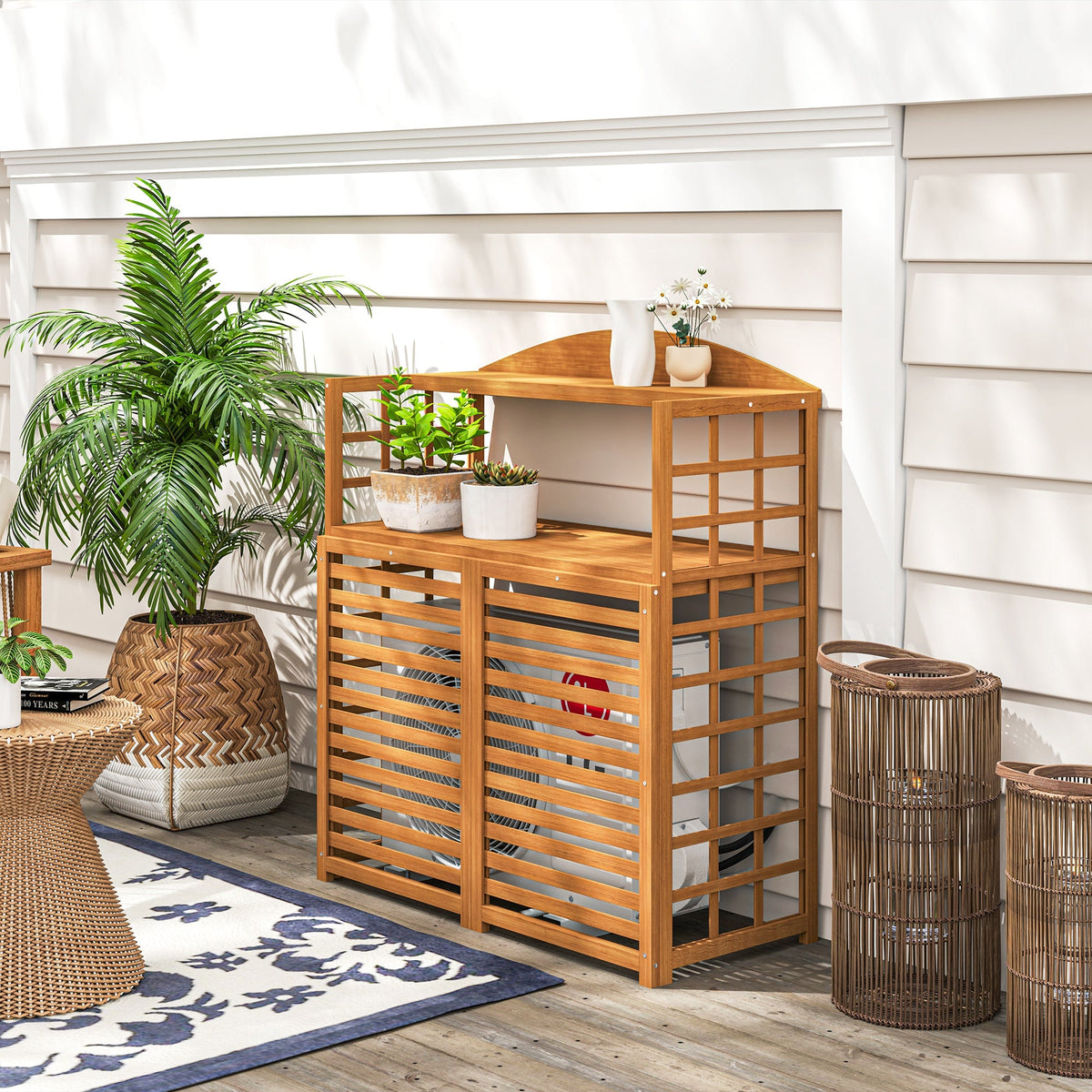 Outsunny Wood Air Conditioner Fence