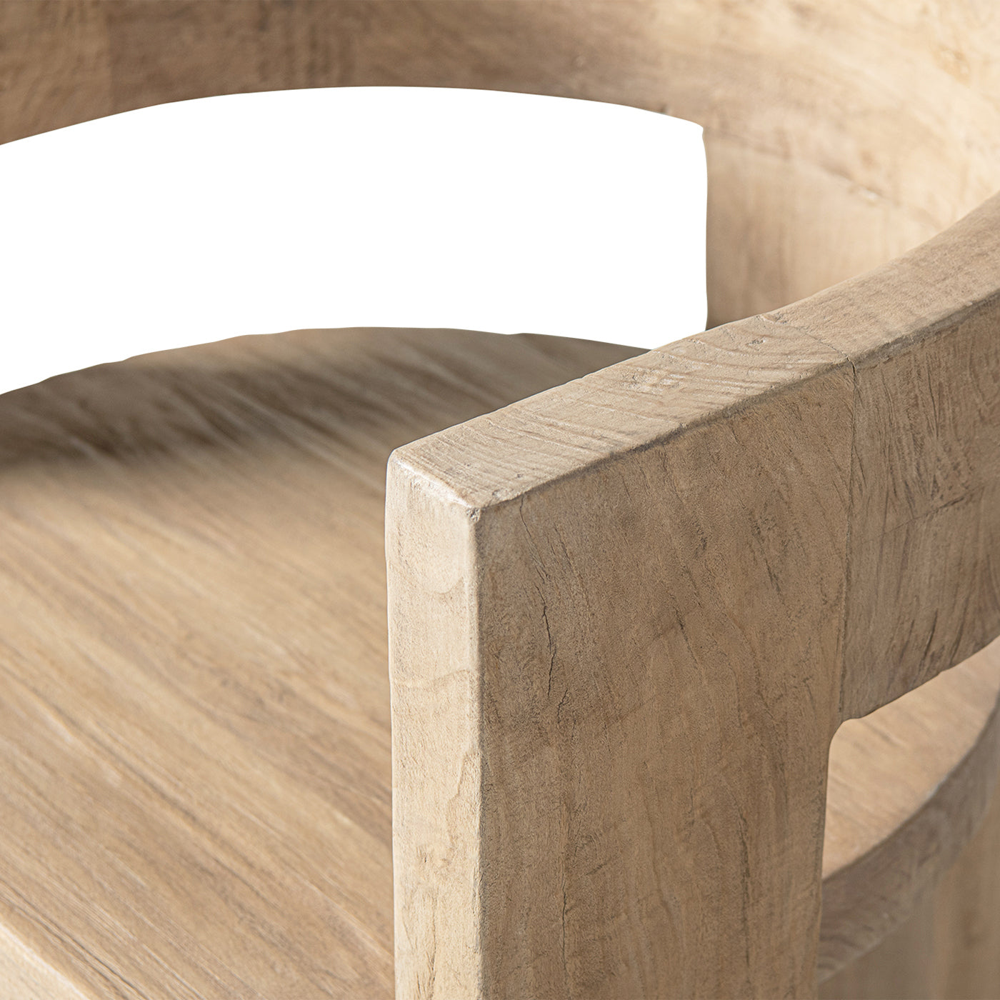 Soren Solid Reclaimed Elm Sculptural Accent Curved Dining Chair, Heritage Light Natural Brown