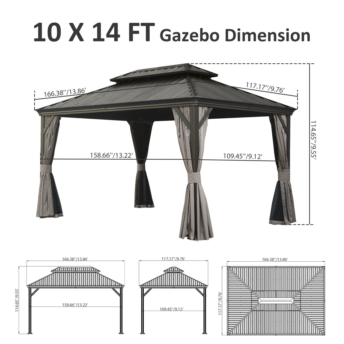 10' X 14' Hardtop Gazebo – Premium Outdoor Shelter