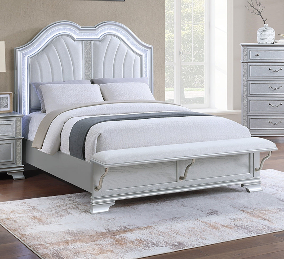 Contemporary Elegant King Size Bed 3-Piece Set