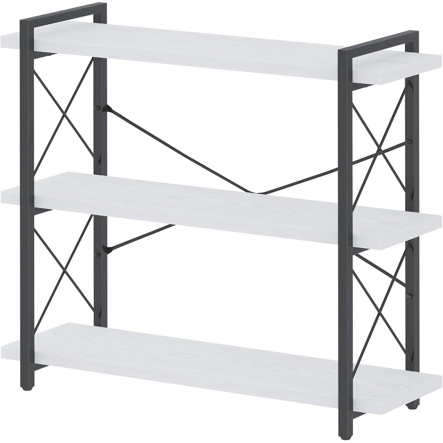 Industrial Three Tier Open Bookcase With Metal Frame Sturdy