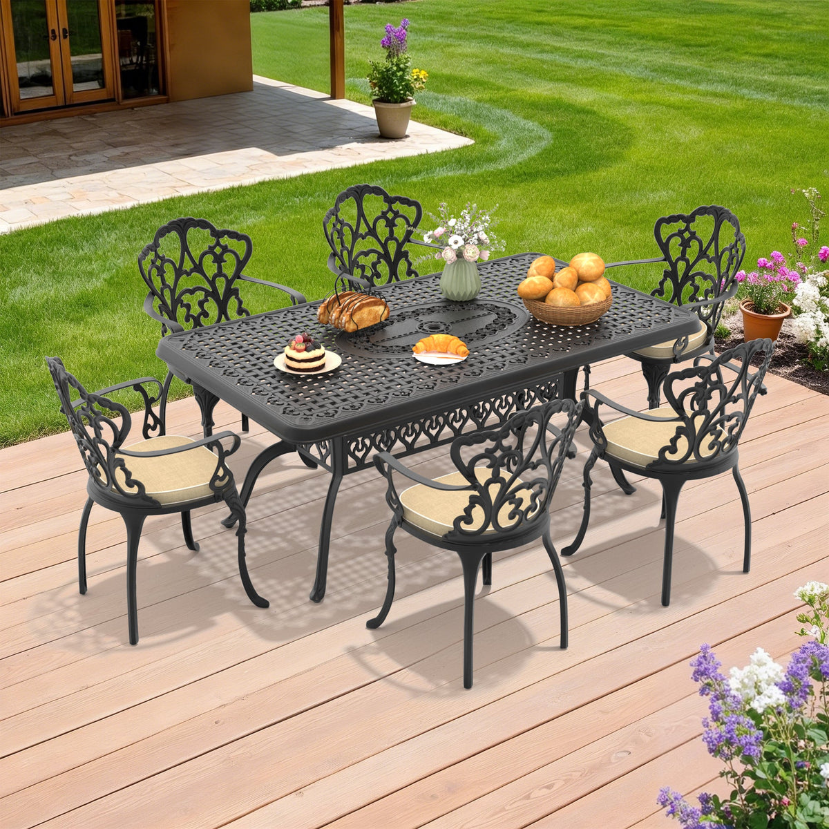 7-Piece Set Of Cast Aluminum Patio Furniture