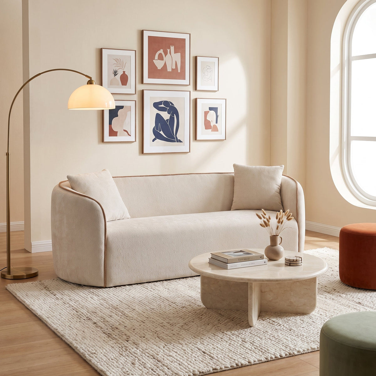 Coral 82" Curved Boucle Sofa