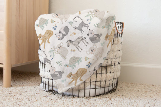 Baby Animals Pastel colors - Vintage Baby Blanket