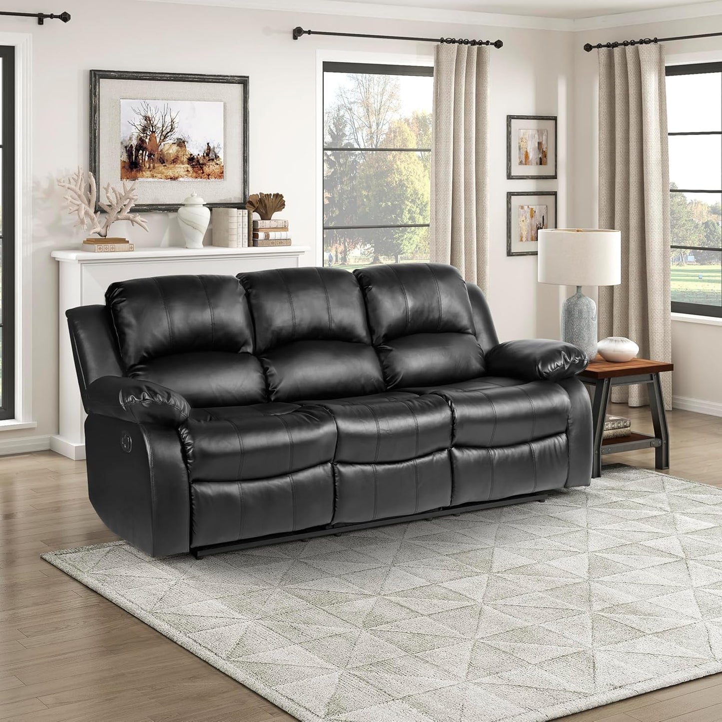Humphreys Double Reclining Loveseat Black Faux Leather