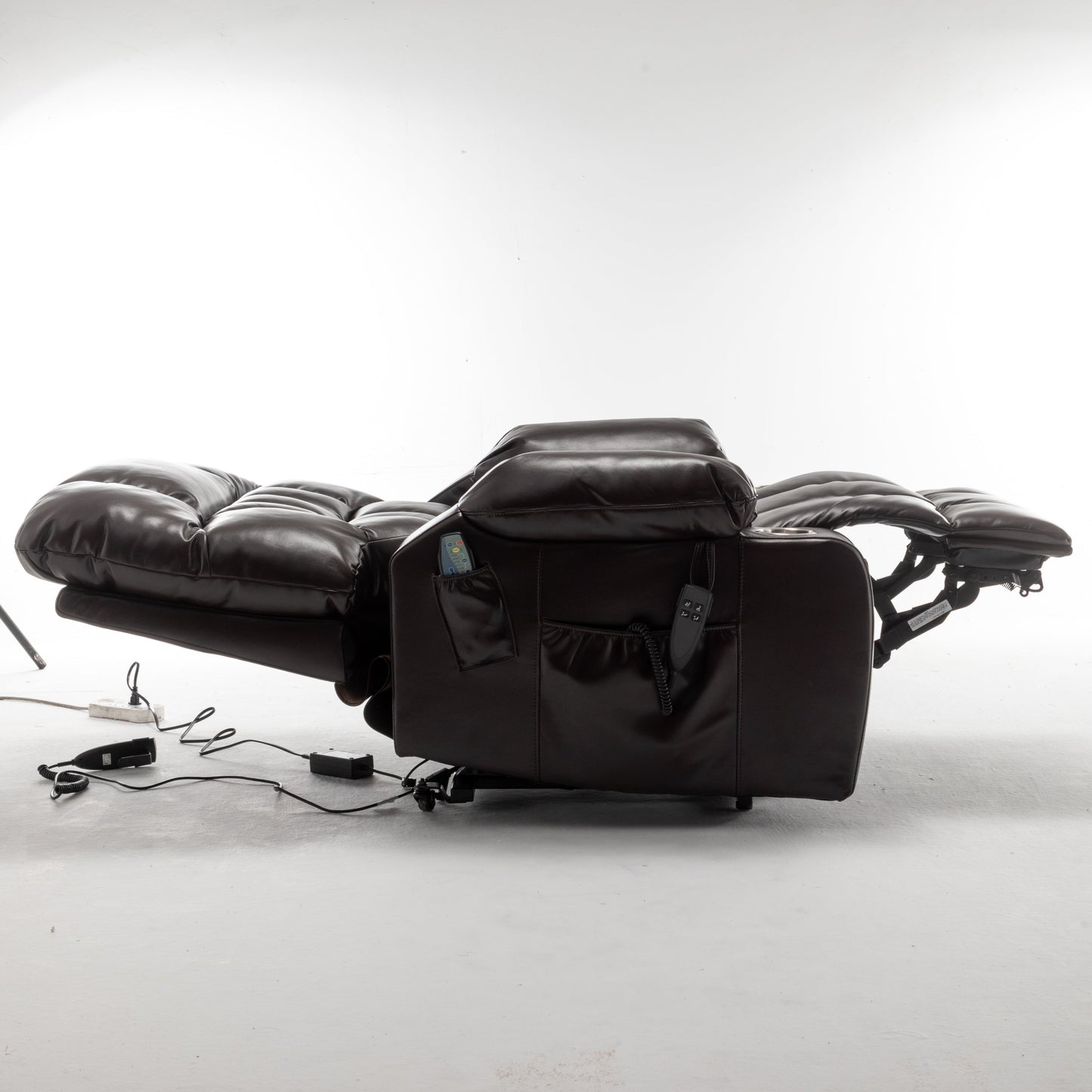 Lift Chair for Big and Tall Person with Inconvenient Legs: High Density Foam Lift Sofa with Heat and Massage, 2 Pockets, 2 Cup Holder, 2 Remote, OKIN Motor