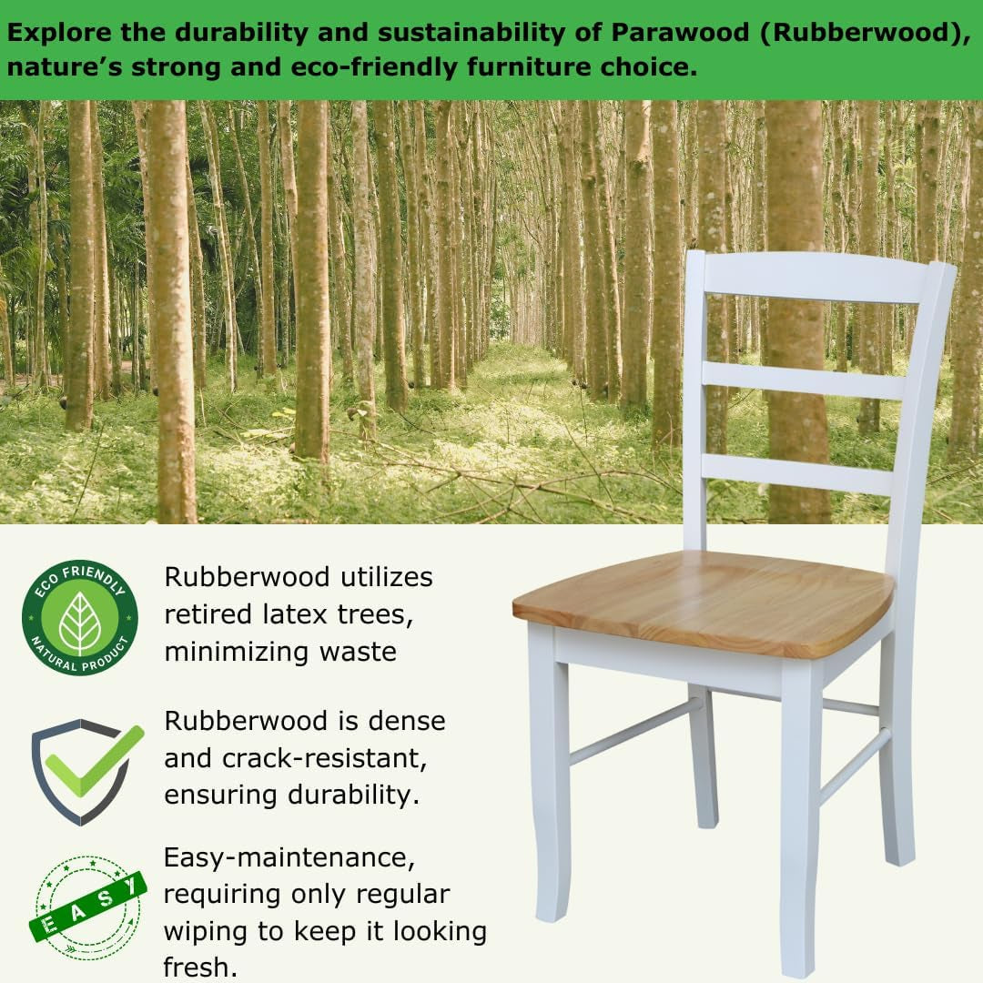 Madrid Ladderback Dining Chairs Parawood Construction White Natural