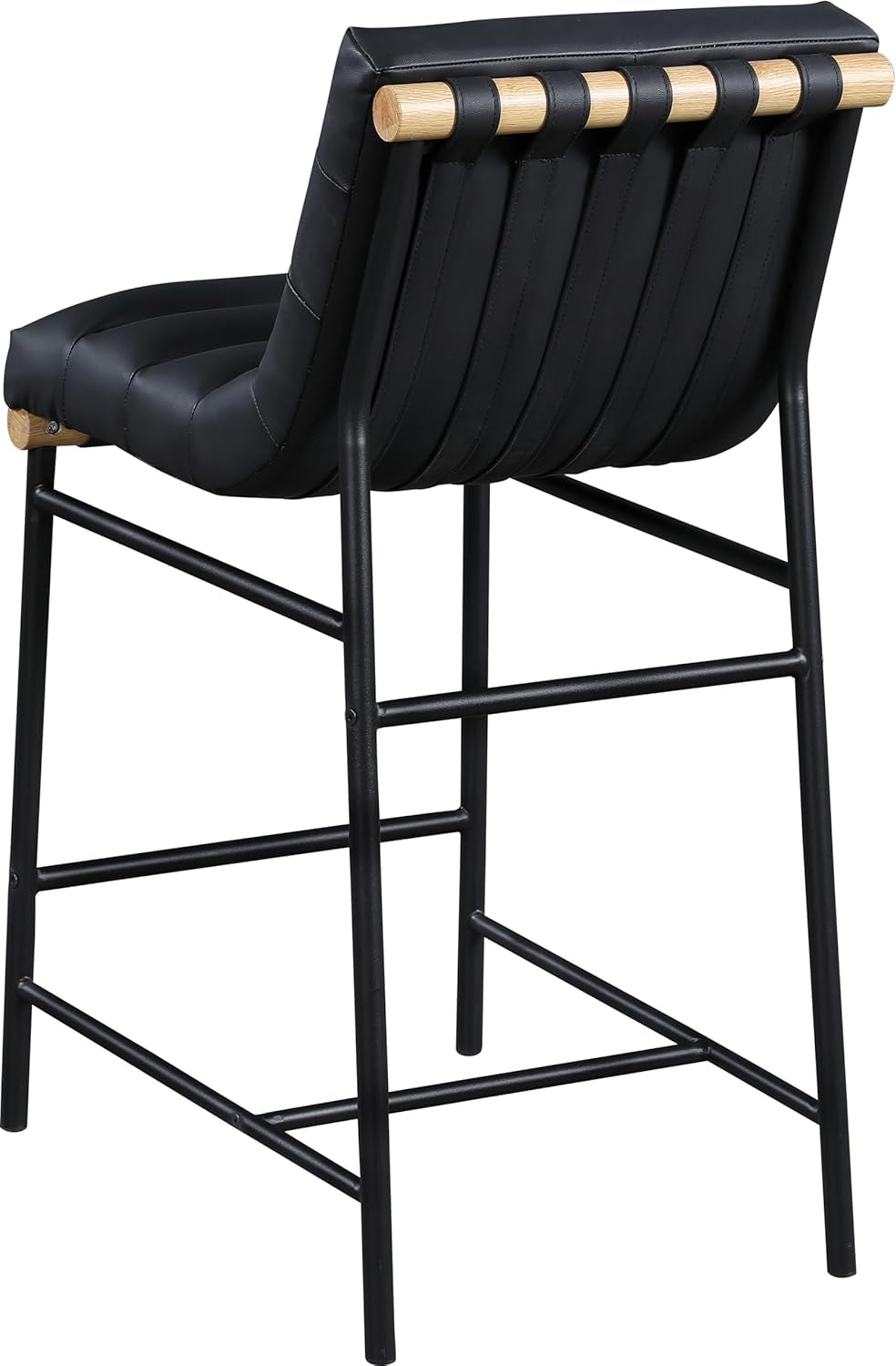 Black Vegan Leather Counter Stool 18W X 24D X 37.5H