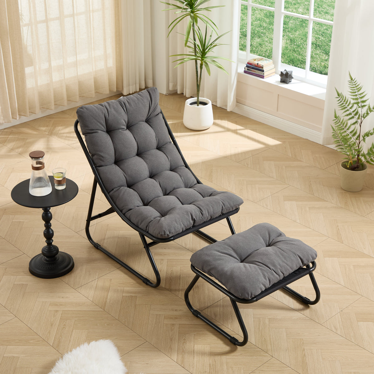 Patio Outdoor Lounge Chair with Ottoman