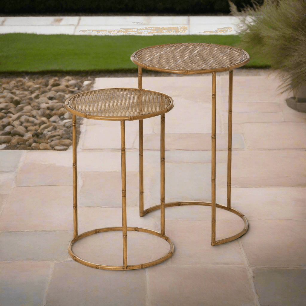 Bamboo Style Iron Nesting Tables Set