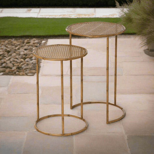 Bamboo Style Iron Nesting Tables Set