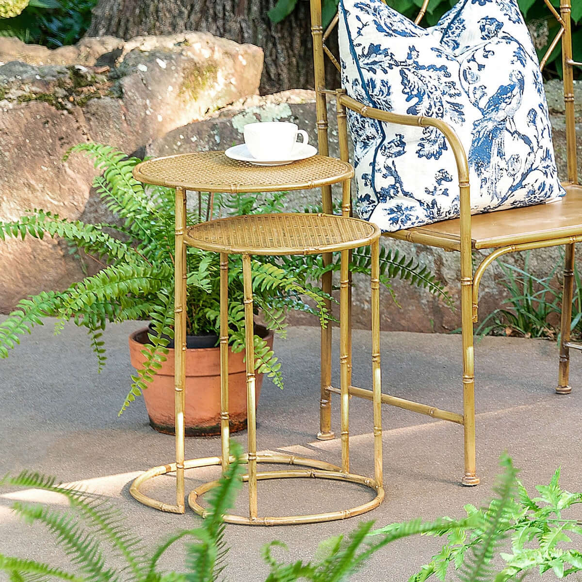 Bamboo Style Iron Nesting Tables Set