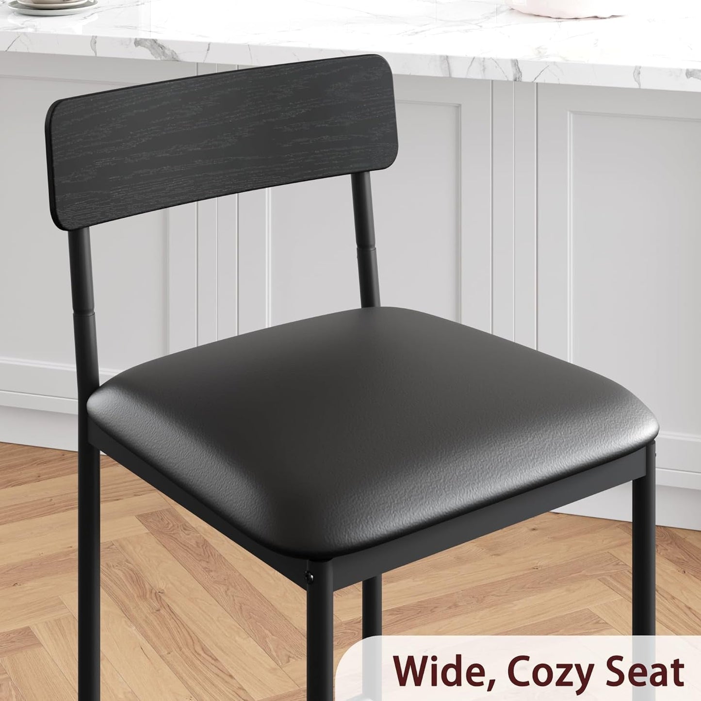 Bar Stools Four Pack With Back 25.5 Inch Rustic Black