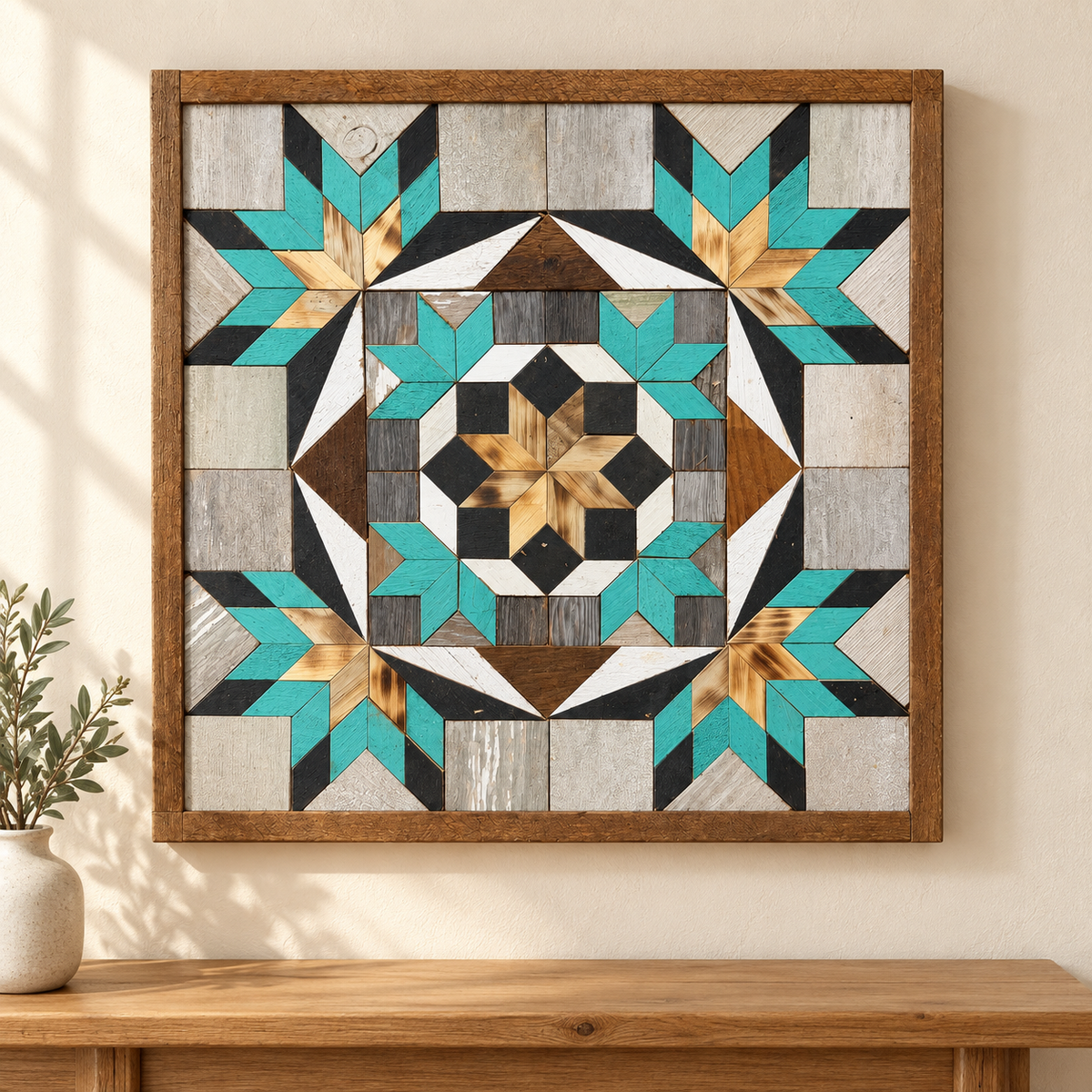 Amish Handmade Barn Quilt Wall Art – Reclaimed Barn Wood – 20.75” x 20.75”