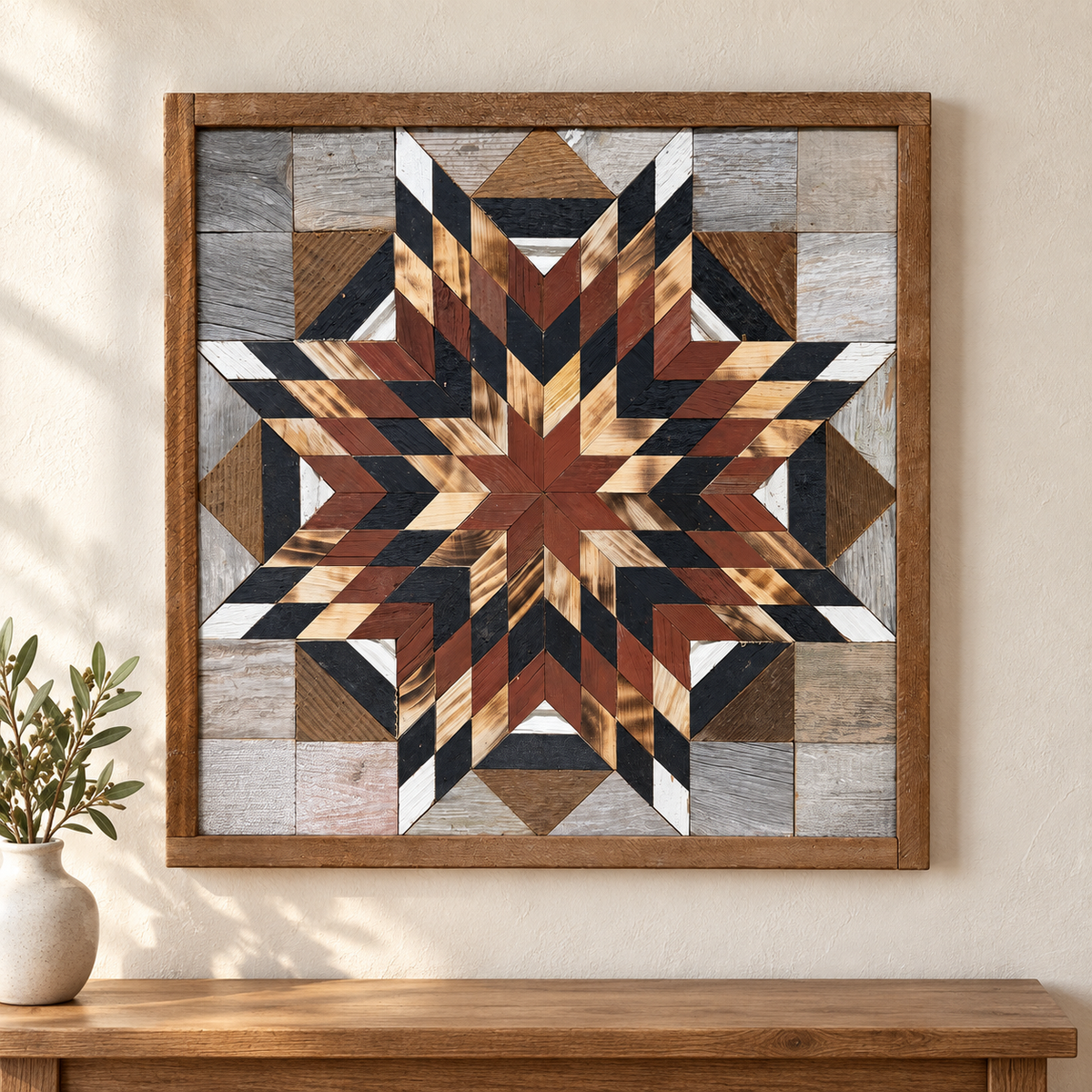 Amish Handmade Barn Quilt Wall Art – Reclaimed Barn Wood – 20.75” x 20.75”