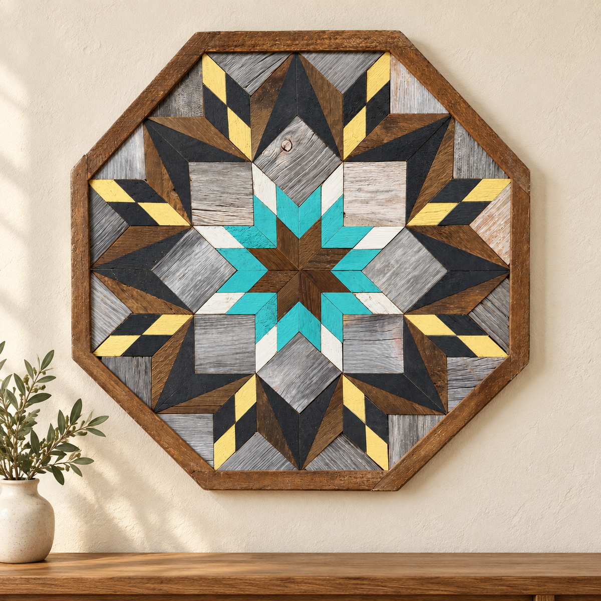 Amish Handmade Barn Quilt Wall Art – Reclaimed Barn Wood – 20.75” x 20.75”