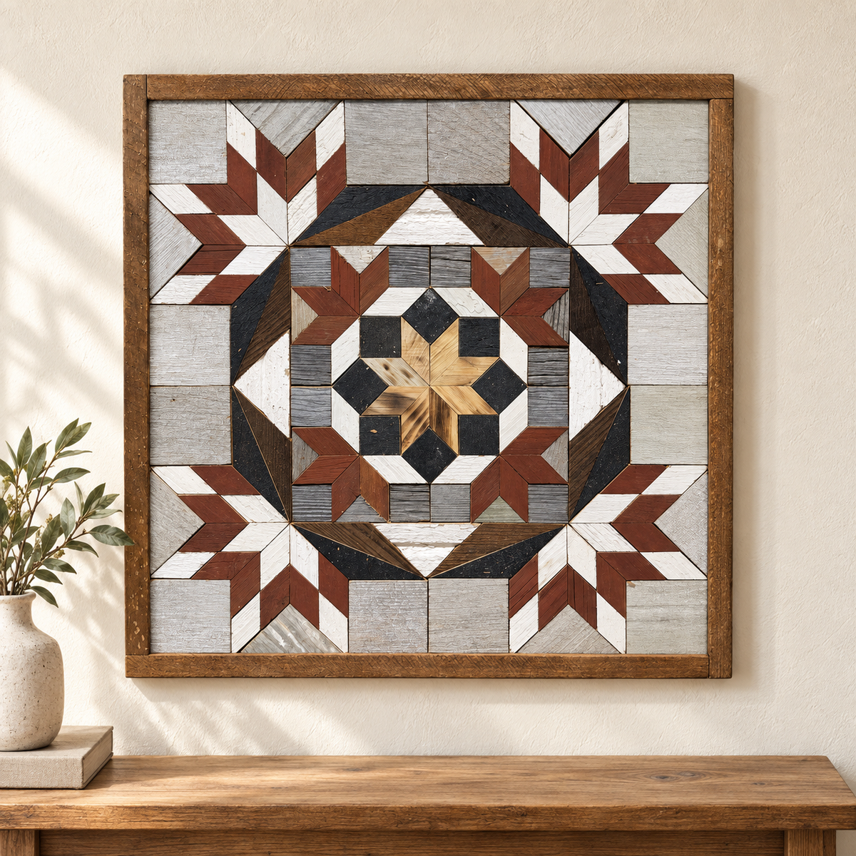 Amish Handmade Barn Quilt Wall Art – Reclaimed Barn Wood – 20.75” x 20.75”