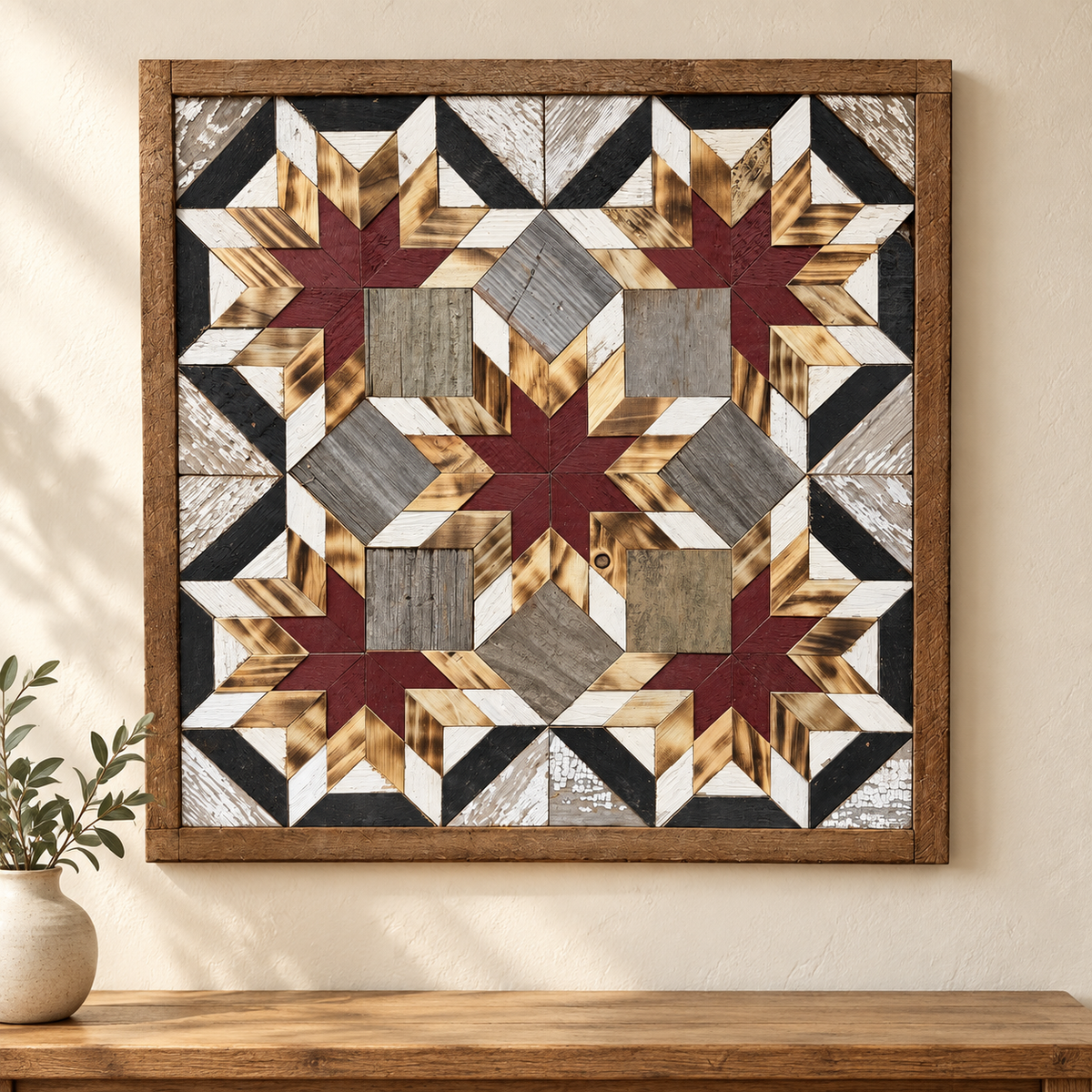 Amish Handmade Barn Quilt Wall Art – Reclaimed Barn Wood – 20.75” x 20.75”
