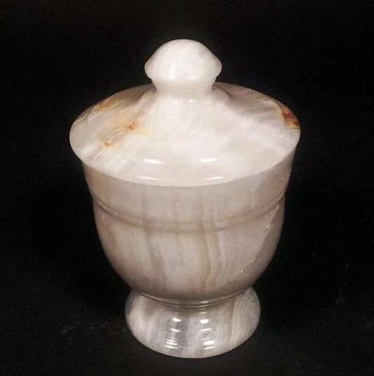 Bathroom Decor | White Onyx Cotton Swab Dispenser