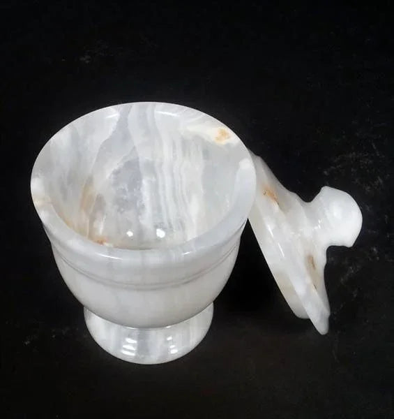 Bathroom Decor | White Onyx Cotton Swab Dispenser