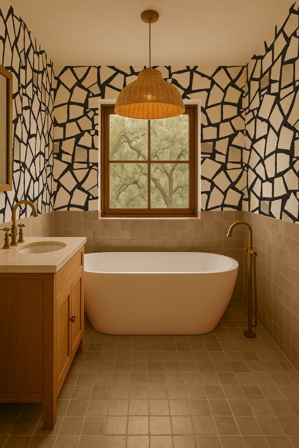 Dolce Terrazzo Wallpaper, black and white