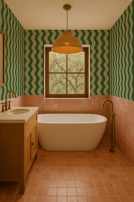 Ziggy Stripe Wallpaper, green and sage