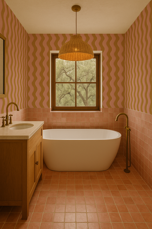 Ziggy Stripe Wallpaper, yellow and pink