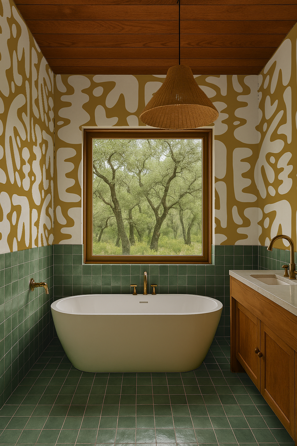 Bubbly Wallpaper, mustard