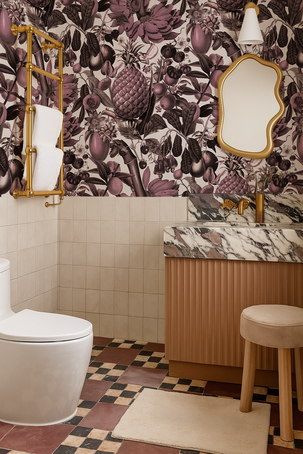 Juicy Fruit Wallpaper, white & mauve