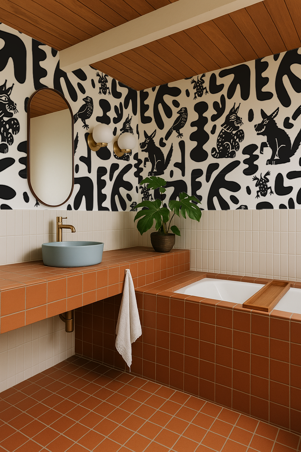 Abstract Animales Wallpaper, white & black