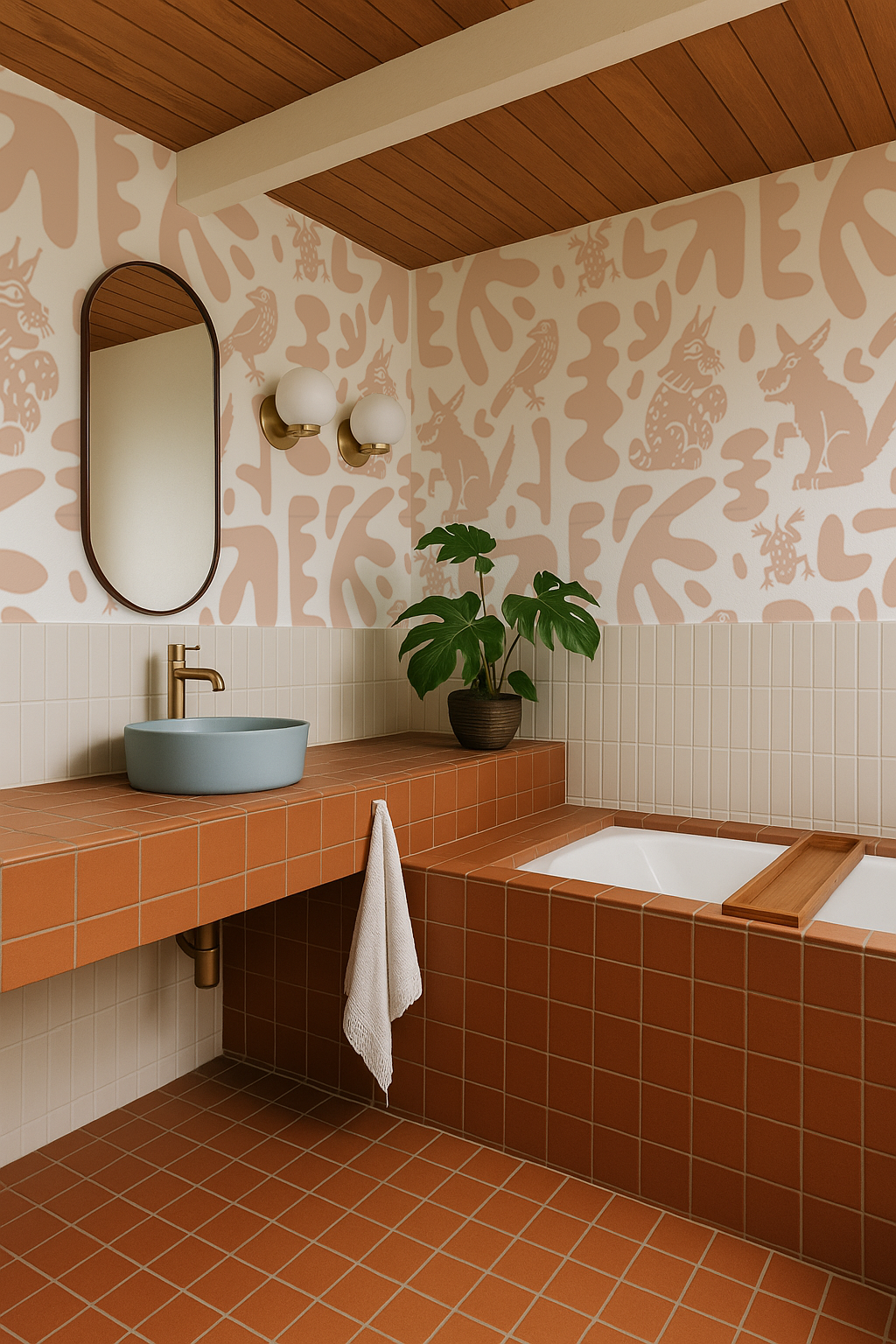 Abstract Animales Wallpaper, peach