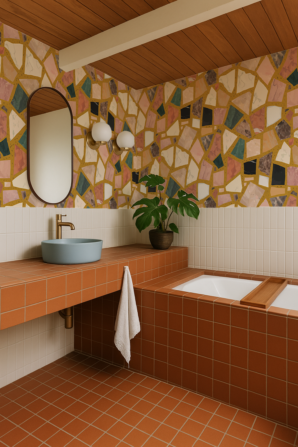 Dolce Terrazzo Wallpaper, mustard